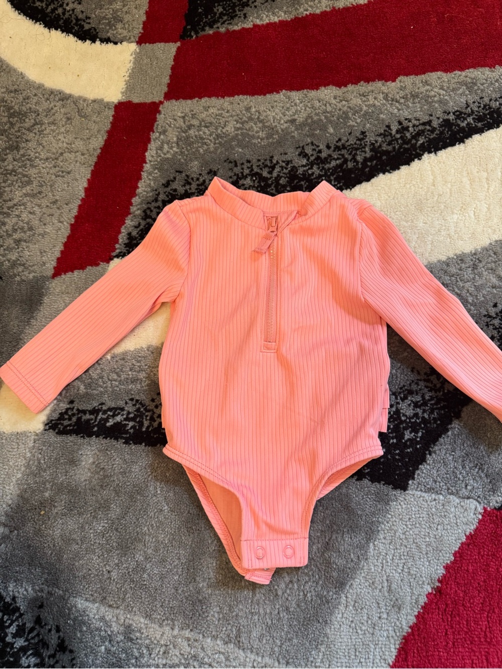Carter's Long-Sleeve Pink Ribbed One-Piece Bodysuit